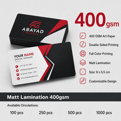 400 GSM Premium Matt Laminated Business Cards – Double Sided