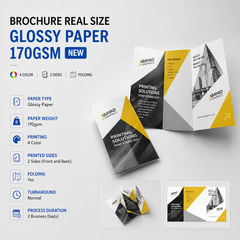 Brochure Real Size Folding Printing – Glossy Paper 170gsm