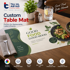 Custom Table Mat Printing – 4 Color, 100gsm Wood Free Paper