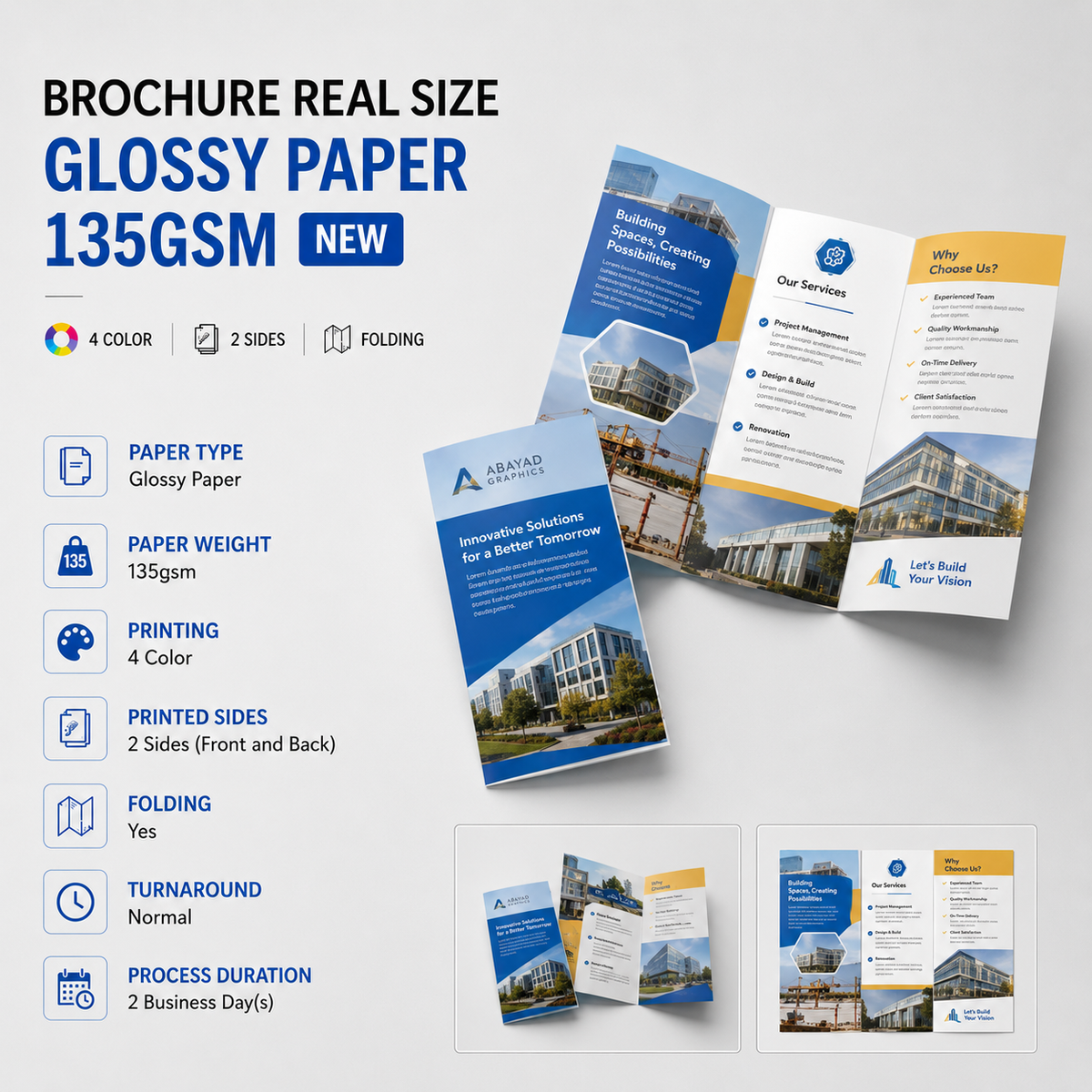 Brochure Real Size Folding Printing – Glossy Paper 135gsm