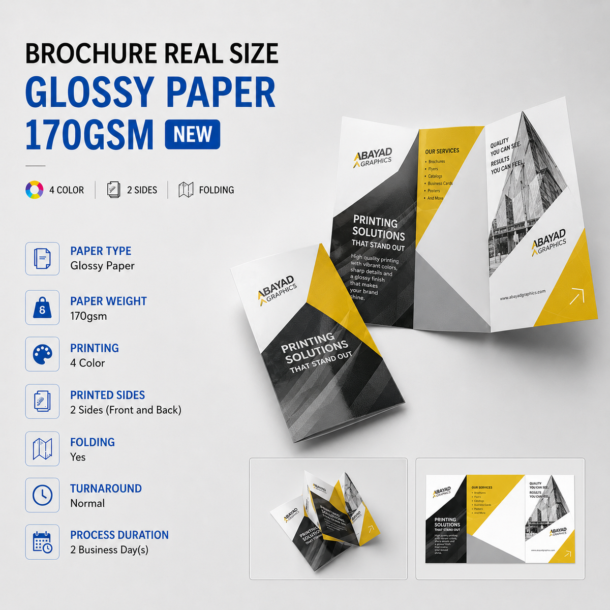 Brochure Real Size Folding Printing – Glossy Paper 170gsm