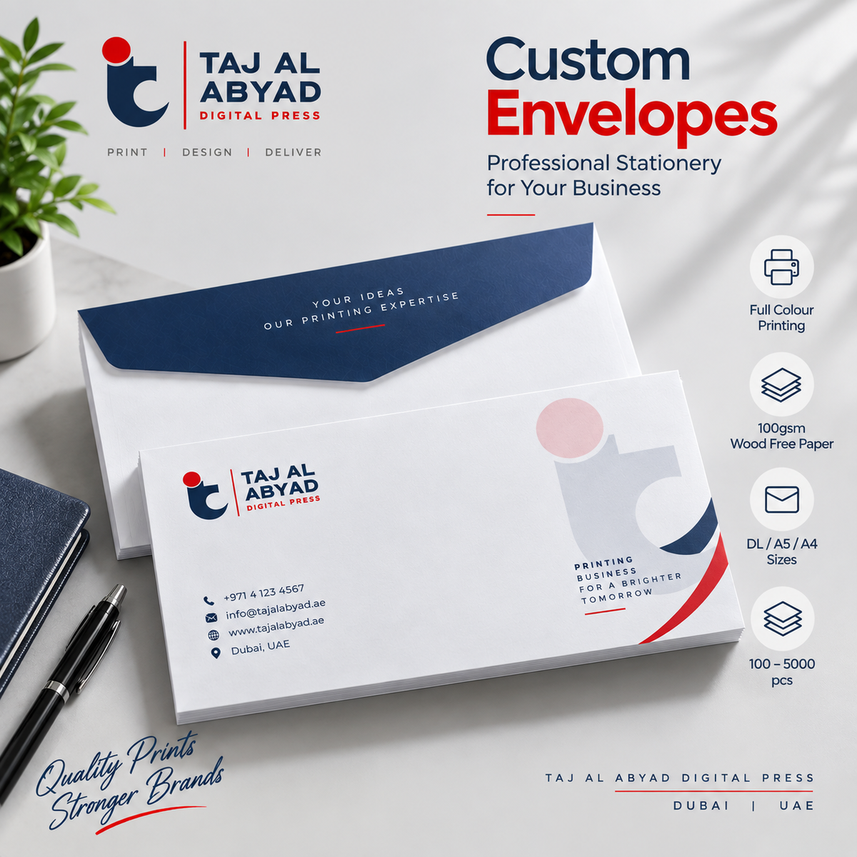 Custom Envelope Printing – 100gsm Wood Free Paper