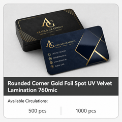 Rounded Corner Gold Foil Spot UV Velvet Business Cards – 760mic