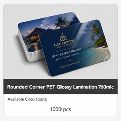 Rounded Corner PET Glossy Laminated Business Cards – 760mic